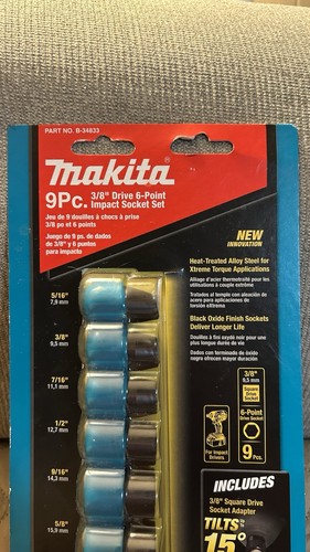 Makita 9pc drive 6 point - 3/8,